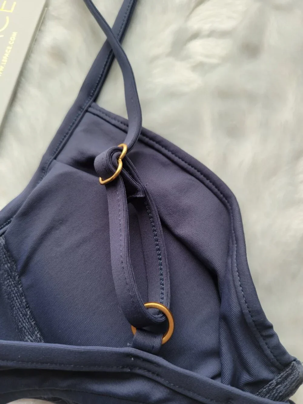 L*Space Bikini Top Women's Small Swim Navy Blue Stardust Underwire Swimwear NWT